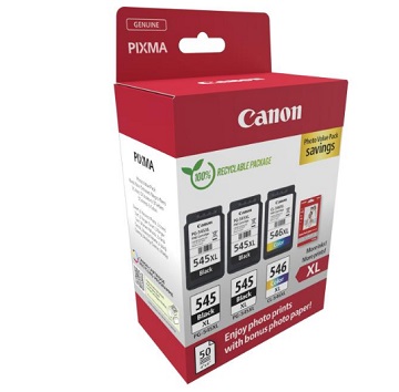 Set cartuse Canon 2 x PG545XL + 1 x CL546XL, (alb-negru si color) si hartie foto GP-501, 50 coli